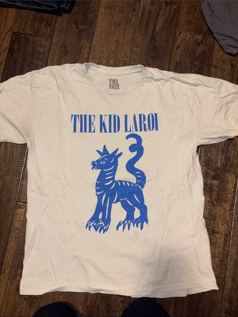 The Kid Laroi EOTW TOUR White Short Sleeve Tee with Blue Graphic
